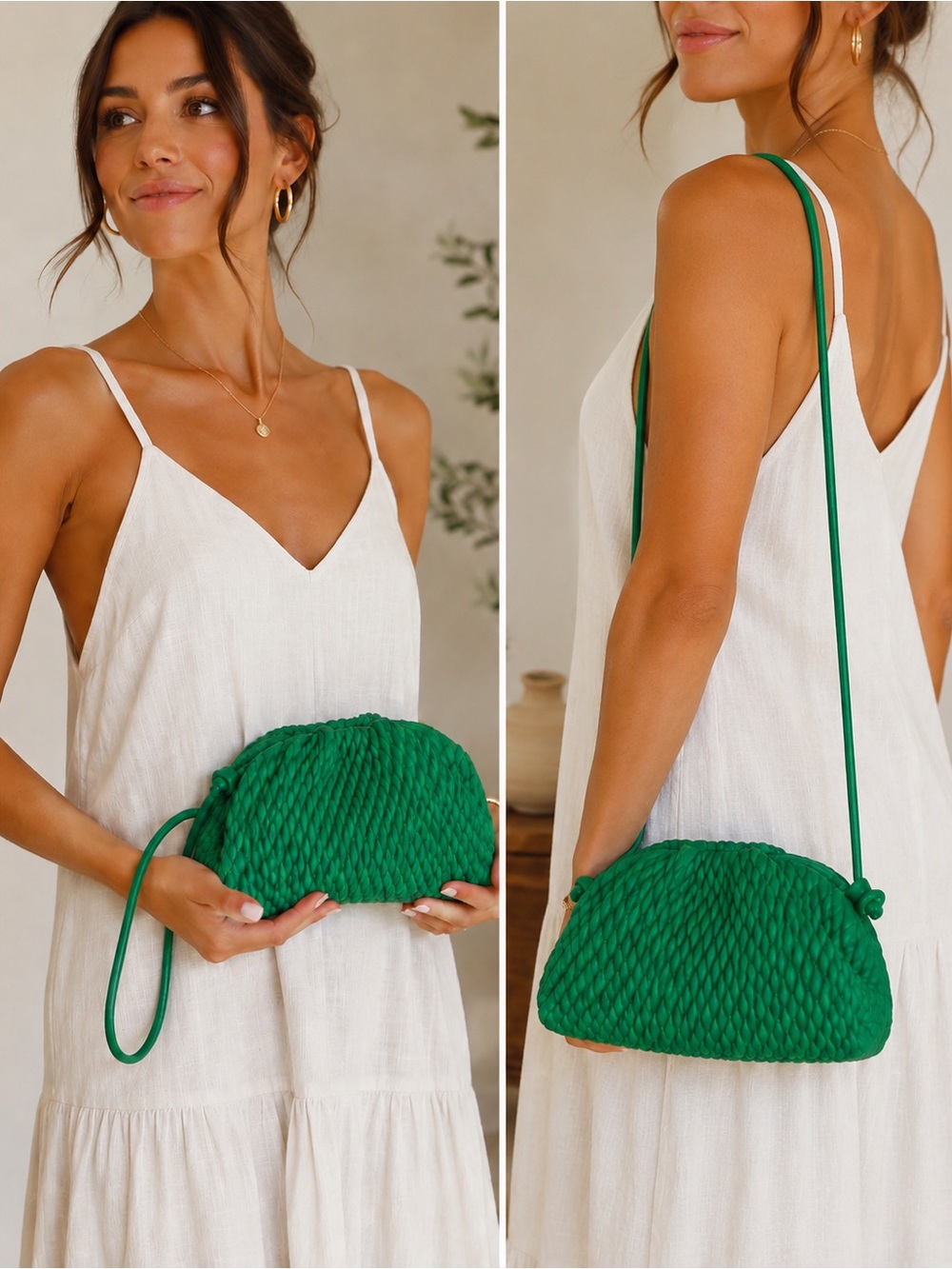 Urban Expressions Woven Vegan Leather Crossbody Clutch | Detachable Strap